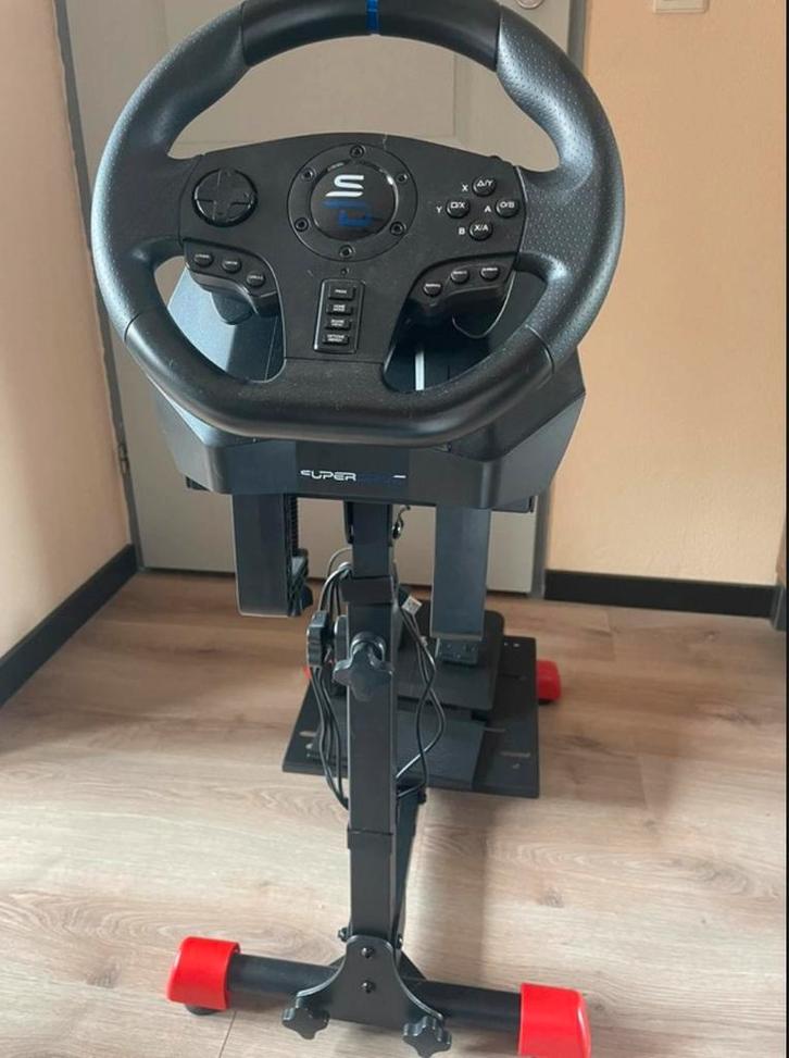 Race setup met stuur en pedalen, Spelcomputers en Games, Spelcomputers | Sony PlayStation Consoles | Accessoires, Zo goed als nieuw