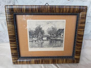 Schets, Marinus Jansen, huis aan water; origineel beschikbaar voor biedingen