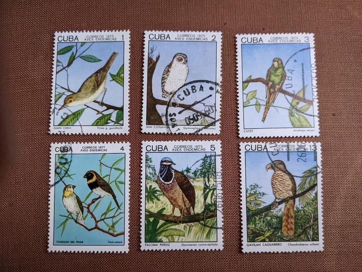 CUBA 1975; set (6) VOGELS, Postzegels en Munten, Postzegels | Thematische zegels, Gestempeld, Dier of Natuur, Verzenden