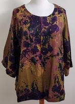 Ophilia bruine blouse met gekleurde prints mt. 46/48 (3), Bruin, Maat 46/48 (XL) of groter, Ophalen of Verzenden, Zo goed als nieuw