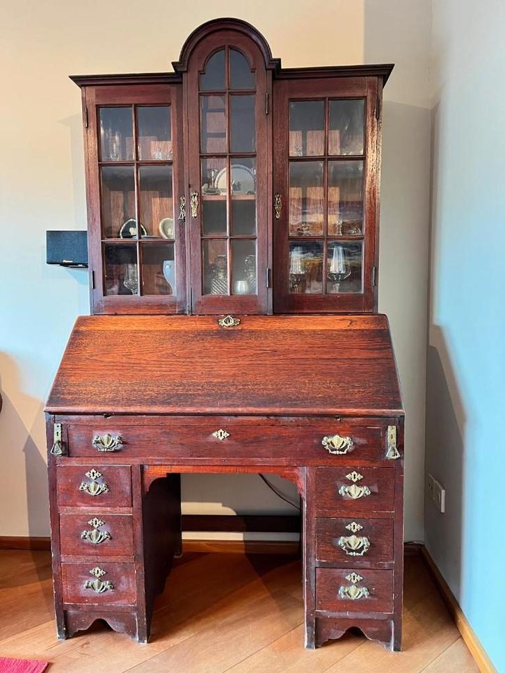 Antiek Zuid-Afrikaans bureau met opbergkast, Huis en Inrichting, Bureaus, Gebruikt, Bureau, Ophalen