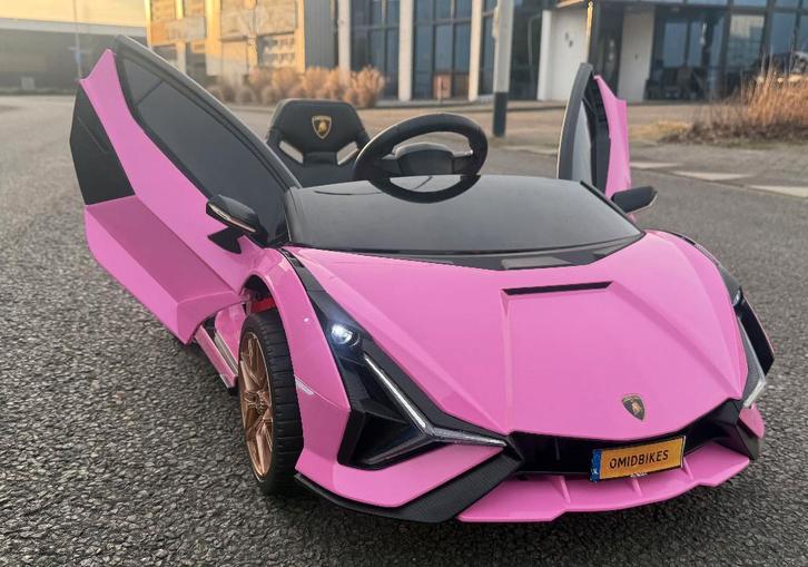 Lamborghini SIAN roze 12V – RC – Leder – Rubberband NIEUW, Kinderen en Baby's, Speelgoed | Buiten | Accuvoertuigen, Nieuw, Ophalen of Verzenden