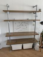 Boekenkast steigerhout en steigerbuis - 140x40x200cm, Ophalen, Met plank(en), 100 tot 150 cm, 200 cm of meer