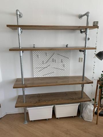 Boekenkast steigerhout en steigerbuis - 140x40x200cm beschikbaar voor biedingen