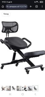Ergonomische kniestoel met rugleuning, Huis en Inrichting, Bureaustoelen, Zwart, Ophalen of Verzenden, Zo goed als nieuw, Bureaustoel
