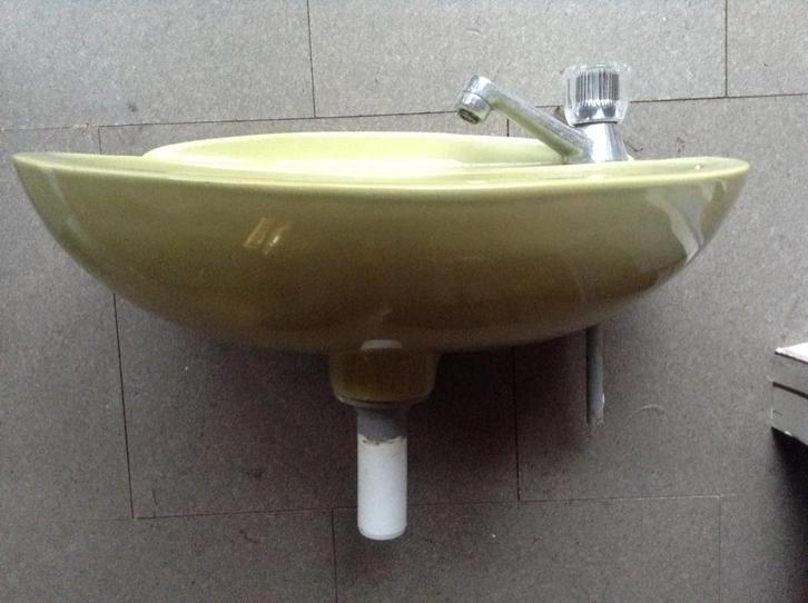 wc fontein wastafel keramiek vintage avocado, Huis en Inrichting, Overige Huis en Inrichting, Gebruikt, Ophalen