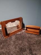 Vintage  spiegel met borstels en kammenbakje, Antiek en Kunst, Ophalen, Rechthoekig, 50 tot 100 cm, Minder dan 100 cm