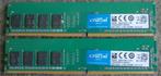 16GB DDR4 2x8GB 2133MHz PC4-17000 Crucial desktop., Computers en Software, 2133MHz, Gebruikt, Verzenden, DDR4