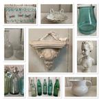 Brocante zeepbakje - glazen pot - vazen - console - buste, Antiek en Kunst, Curiosa en Brocante, Ophalen of Verzenden