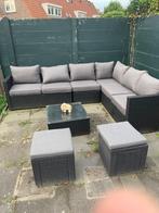 Longset, Tuin en Terras, Ophalen, Rotan, 6 zitplaatsen, Zo goed als nieuw