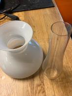 Witte lampenkap en glazen buis, Huis en Inrichting, Ophalen of Verzenden, Gebruikt, Wit, Rond
