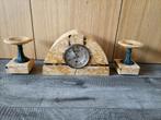 3 delig art deco marmeren schouw stel. Vintage Franse klok., Ophalen