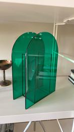 Leuke groene glas vaas, Gebruikt, Ophalen of Verzenden, Glas, Minder dan 50 cm