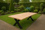 Douglas tuintafel met stalen X poot, Tuin en Terras, Tuintafels, Ophalen, Nieuw, Rechthoekig, Hout