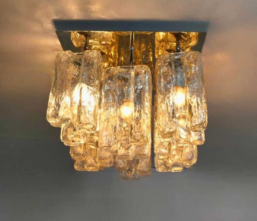 Vintage Kalmar Franken plafondlamp 70’s, Ophalen of Verzenden, Zo goed als nieuw, Karl Franken, Glas