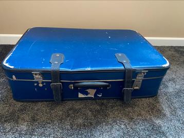 Vintage kobalt blauwe koffer  beschikbaar voor biedingen