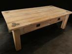 Oerdegelijke, zware eiken tafel met twee ruime lades, Huis en Inrichting, Tafels | Salontafels, Ophalen, Gebruikt, 100 tot 150 cm