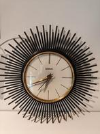 Vintage Hilbrink Sunburst Wandklok – Mid-Century Modern, Ophalen of Verzenden, Zo goed als nieuw