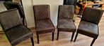 4 Eetkamerstoelen van BePure Home ecoleer antraciet/bruin, Ophalen, Zo goed als nieuw, Bruin, Vier