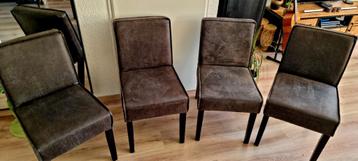 4 Eetkamerstoelen van BePure Home ecoleer antraciet/bruin beschikbaar voor biedingen