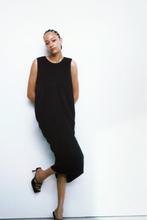 Dames Zara maxi jurk gedrapeerde jurk zwart plooien XS S, Zara, Maat 34 (XS) of kleiner, Onder de knie, Zo goed als nieuw