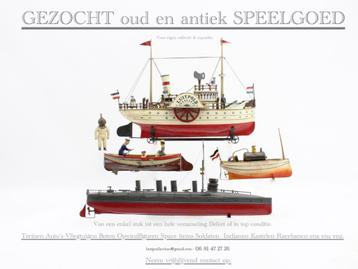 gevraagd, oude Speelgoed boten van hout blik kunstof  beschikbaar voor biedingen