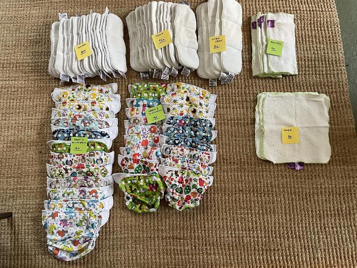 Wasbare luiers, grote set, inleggers en buitenbroekjes, Kinderen en Baby's, Badjes en Verzorging, Zo goed als nieuw, Overige typen