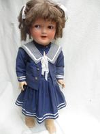 Antieke Sonneberg meisjespop 72cm hoog met blauw jurkje mooi, Verzamelen, Poppen, Ophalen, Gebruikt, Pop