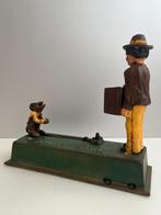 Antieke mechanische spaarpot "Monkey Bank", Overige materialen, Gebruikt, Onbekend, Ophalen of Verzenden