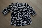 ZOSO travelstof V-hals top met pofmouw/zwart-wit/ maat XL, Zwart, Maat 46/48 (XL) of groter, Ophalen of Verzenden, Zo goed als nieuw