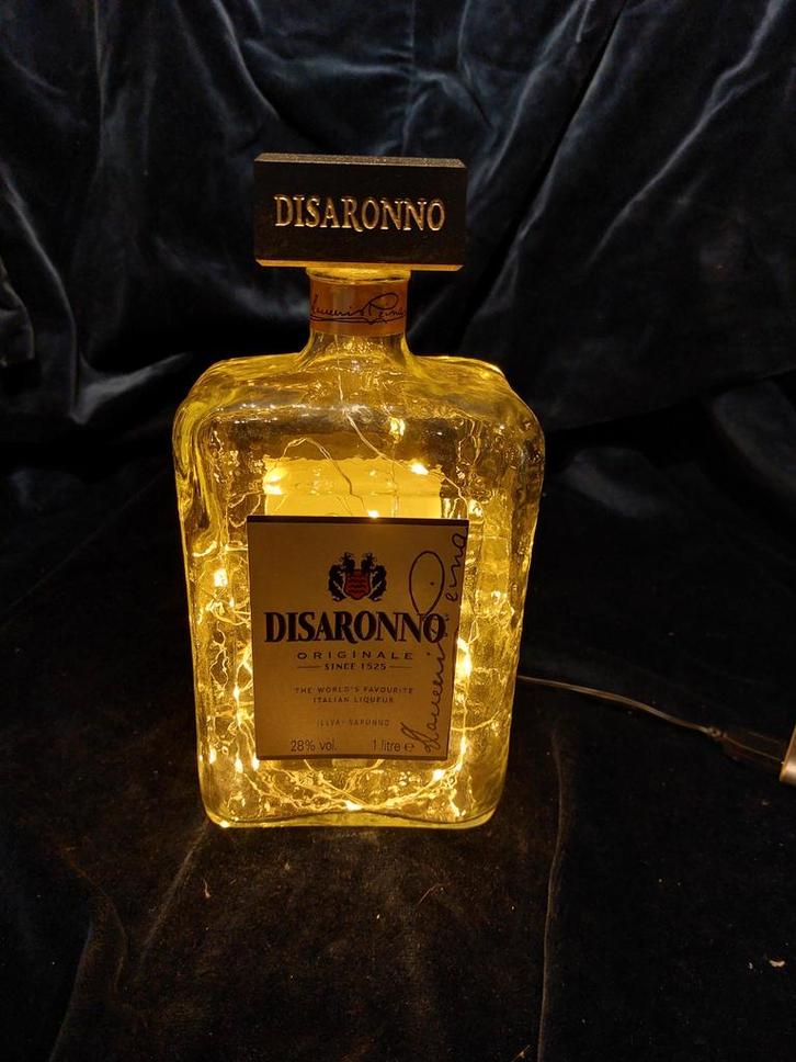 Disaronno Fles met Verlichting - Decoratief, Huis en Inrichting, Lampen | Vloerlampen, Gebruikt, Minder dan 100 cm, Glas, Kunststof