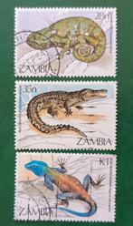 Zambia 3 pzs reptiles, Verzenden, Zambia, Gestempeld