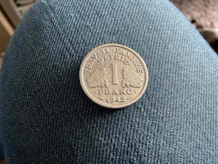 1942 Frankrijk 1 Franc - Vichy Regime, Postzegels en Munten, Munten | Europa | Niet-Euromunten, Losse munt, Frankrijk, Ophalen of Verzenden