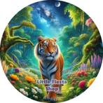 LF4074 icing frosting tijger 17cm eetbare taart plaat print, Ophalen of Verzenden, Nieuw, Taarten, Versiering