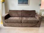Bruine ribfluwelen bank, Ophalen, Gebruikt, Tweepersoons, 75 tot 100 cm
