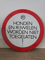 Emaille 50S PTT Honden en rijwielen worden niet toegelaten, Ophalen of Verzenden, Zo goed als nieuw, Reclamebord