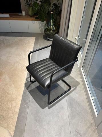 8 stuks antracietkleurig leren eettafel stoelen “Dutch Bone” beschikbaar voor biedingen