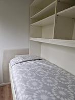 Bureaubed: (logeer)bed en bureau in één, met opzetkast, 90 cm, Gebruikt, Eenpersoons, Wit