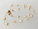 Vintage ketting Akoya parels bergkristal, Verzenden, Wit, Zo goed als nieuw, Met edelsteen