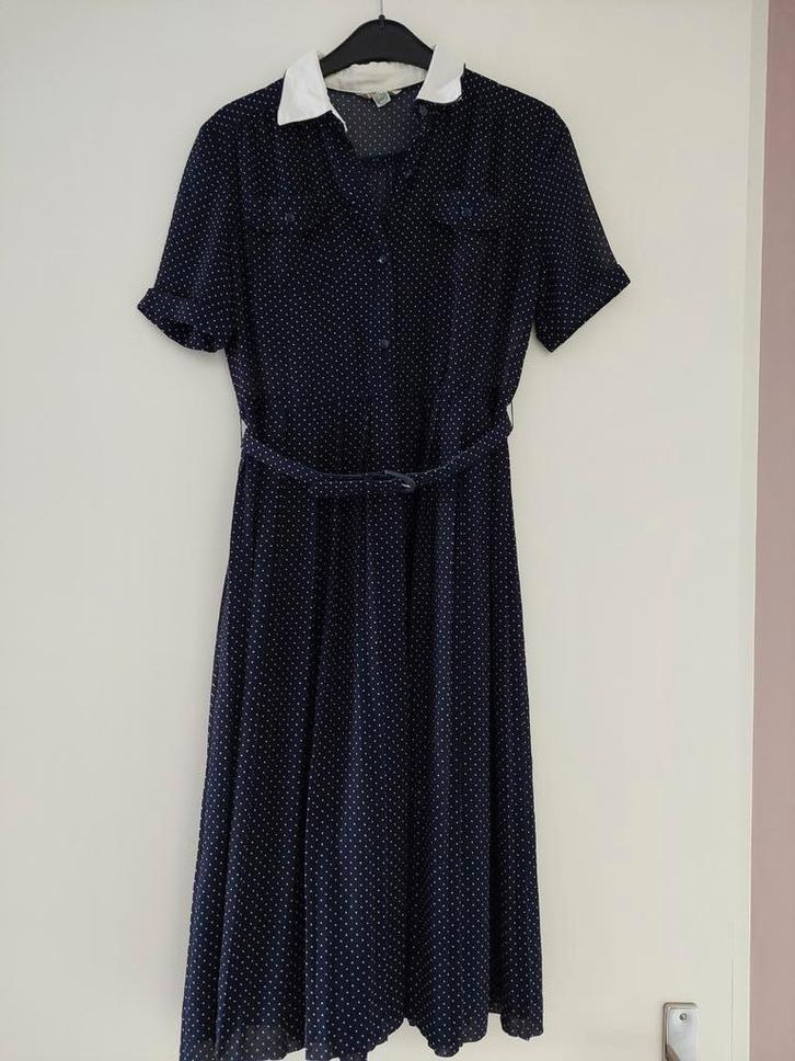 Vintage jurkje Rollina - Made in Japan - maat 40, Kleding | Dames, Jurken, Zo goed als nieuw, Maat 38/40 (M), Blauw, Onder de knie