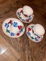 3 Boerenbont kop en schotels P. Regout Maastricht, Gebruikt, Ophalen of Verzenden, Kop(pen) en/of Schotel(s), Aardewerk