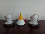 Kronester Douwe Egberts theepot+ 4 kop en schotels Memphis, Kronester, Ophalen of Verzenden, Overige stijlen, Kop(pen) en/of Schotel(s)