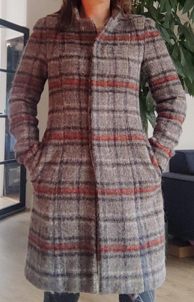 Geruite wollen jas winterjas mantel van Zara, Kleding | Dames, Jassen | Winter, Zo goed als nieuw, Maat 36 (S), Ophalen of Verzenden