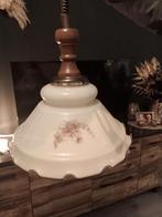 Antieke hanglamp met bloemmotief, Antiek, Gebruikt, Ophalen of Verzenden, Minder dan 50 cm