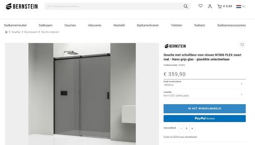 Douchewand / Nis schuifdeur grijsglas, Huis en Inrichting, Badkamer | Badkamermeubels, Nieuw, Overige typen, Ophalen