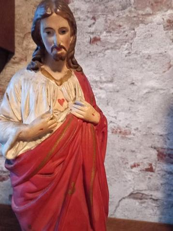 Antiek brocant heiligenbeeld Jezus  beschikbaar voor biedingen
