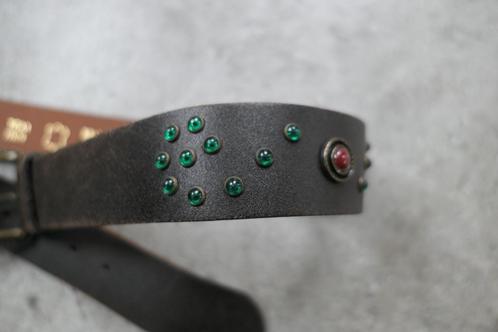 TCM bruin lederen riem met strass lengte nog aan te passen., Kleding | Dames, Riemen en Ceinturen, Zo goed als nieuw, 90 tot 100 cm