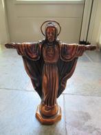 Jezus Beeld op voetstuk hoog 20 cm gegoten brons € 35, Ophalen of Verzenden