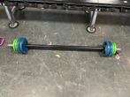 Halterstang halter stang met gewichten 30 mm, Sport en Fitness, Fitnessmaterialen, Gebruikt, 30 mm, Halterstangen, Met schijven