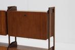 Vintage Italiaanse Mid-century wandkast boeken teak 1960s, Huis en Inrichting, Kasten | Dressoirs, Ophalen, Vintage, design, Italiaans